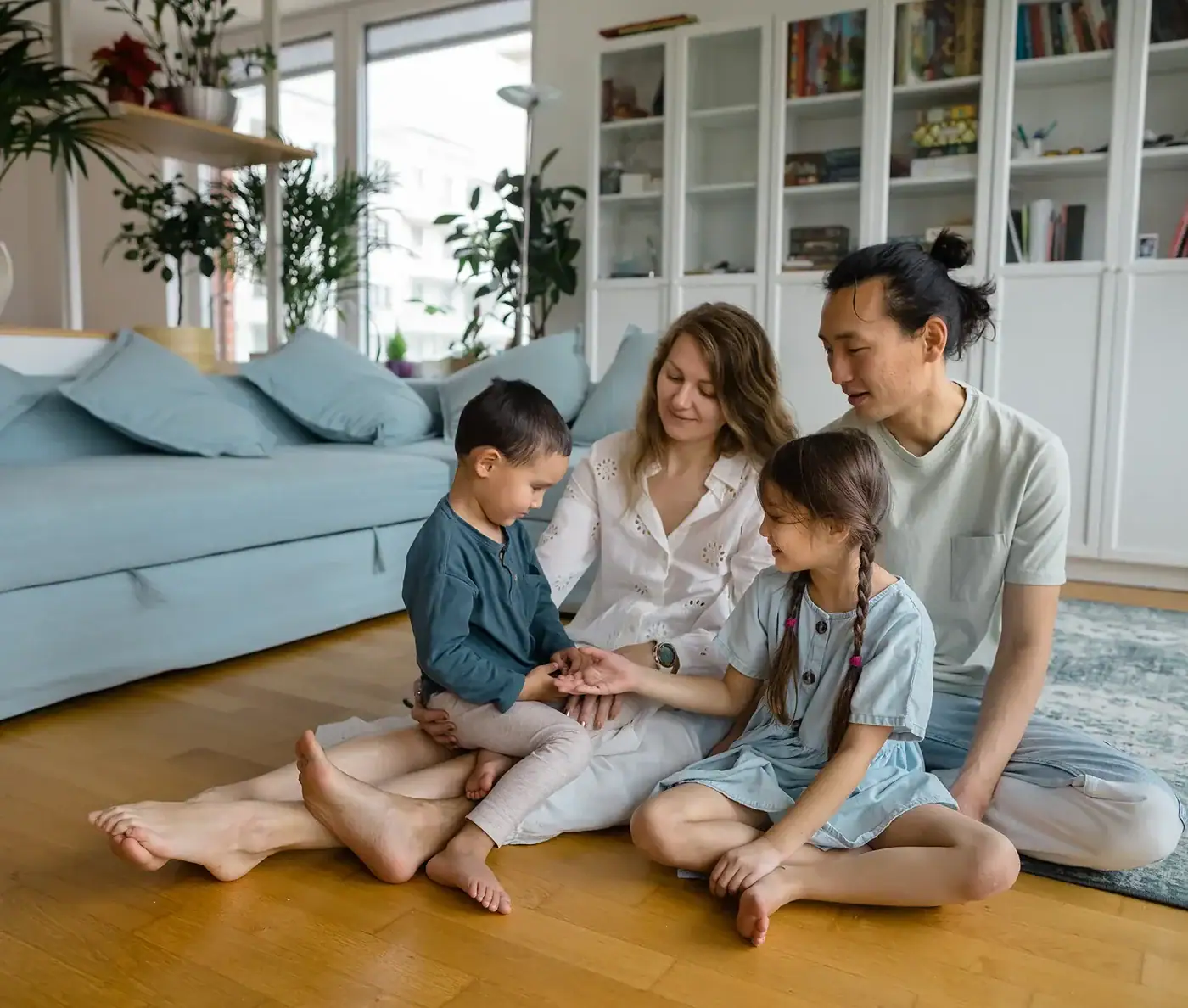 Residents Relaxing In A Modern Mission Point Home